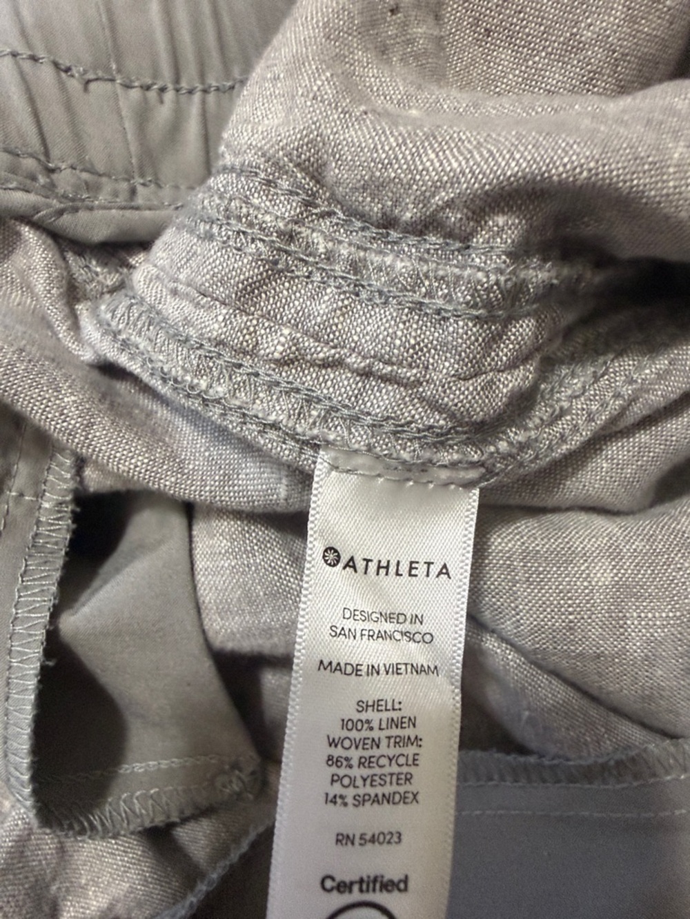 Athleta Light Gray Cabo Wide-Leg Drawstring Linen Pants - Picture 7 of 7